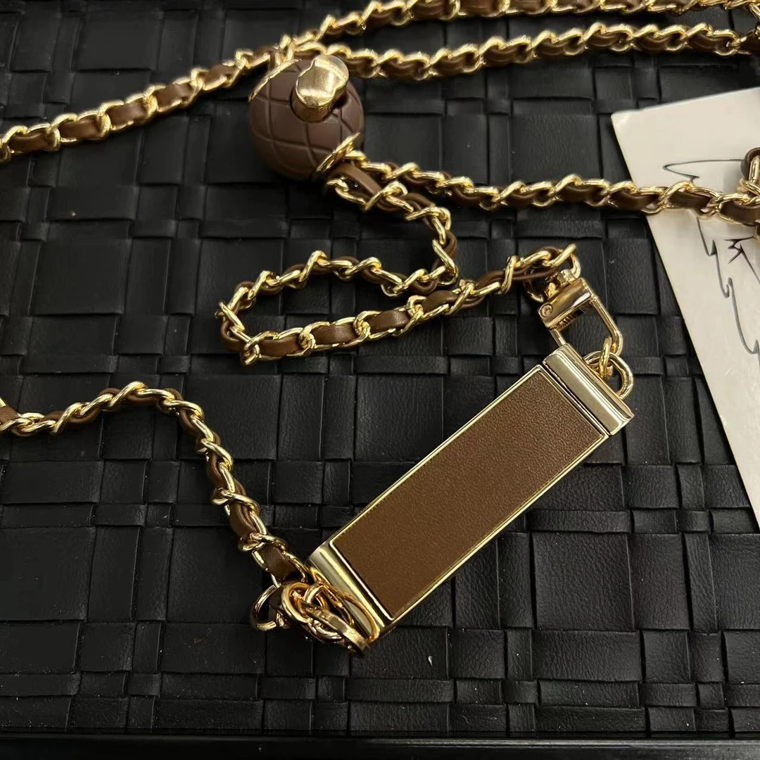 钛钢项链 钛钢项链 咖色秋冬款手机斜挎项链-30830