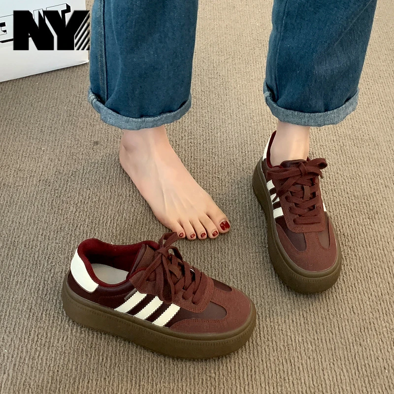NY复古厚底德训鞋女款2024秋冬新款美拉德休闲时尚女鞋百搭板鞋潮