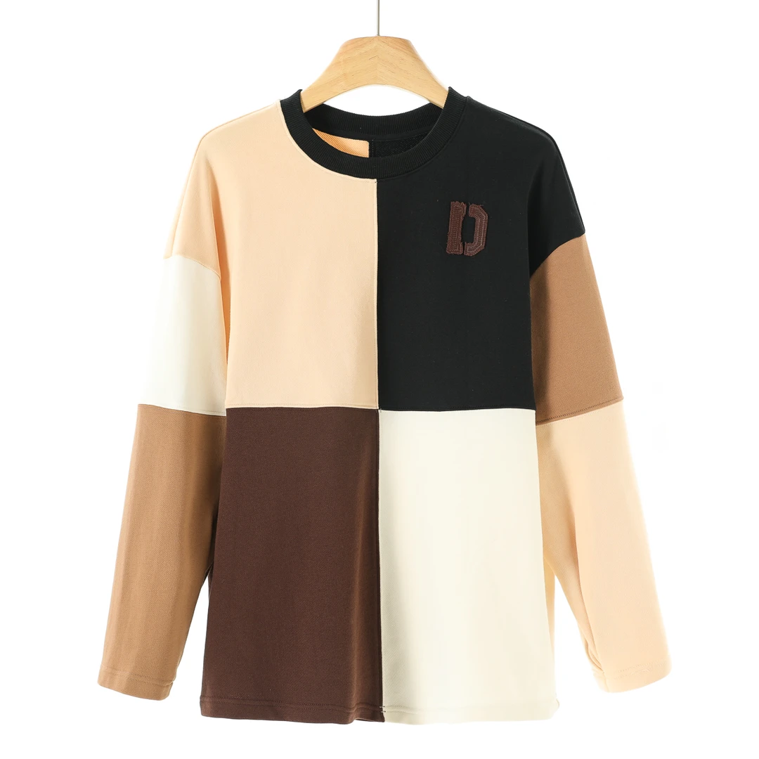 799【帝】冬装 多色镶拼罗纹圆领宽松卫衣099剪标