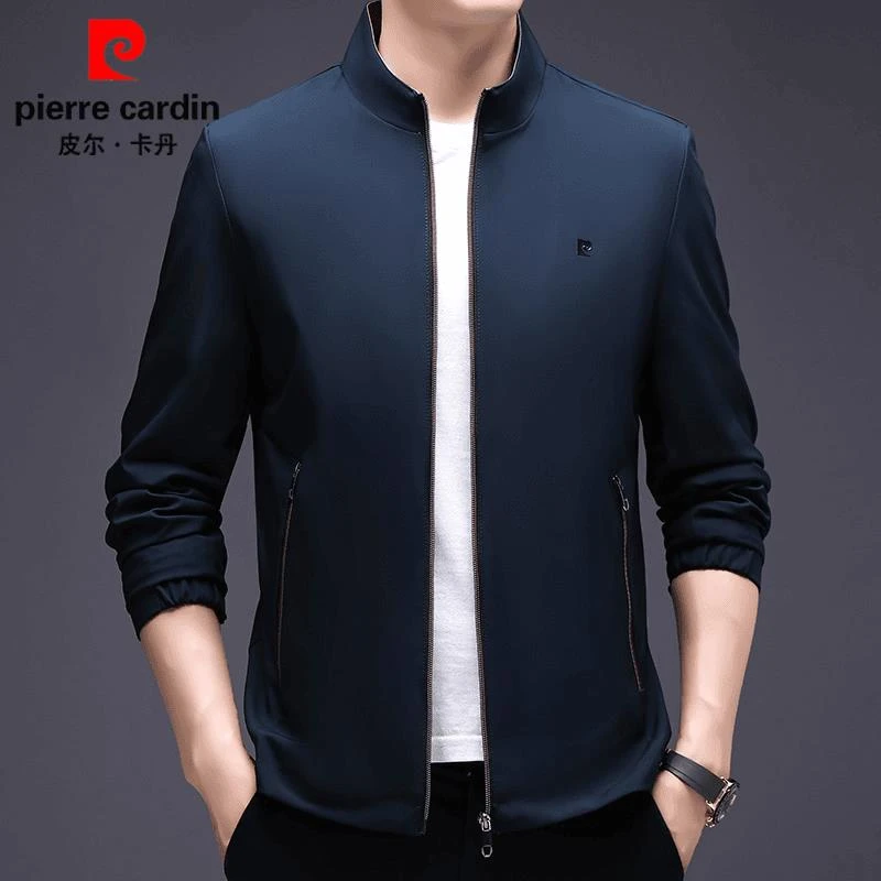 皮尔卡丹薄款韩版立领秋季中青年休闲男百搭外套新款男士商务夹克
