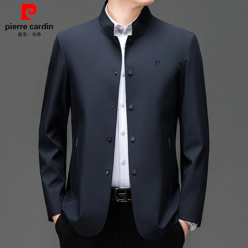 皮尔卡丹正品男装外套2024春秋季新款中年男士高档立领薄款夹克衫