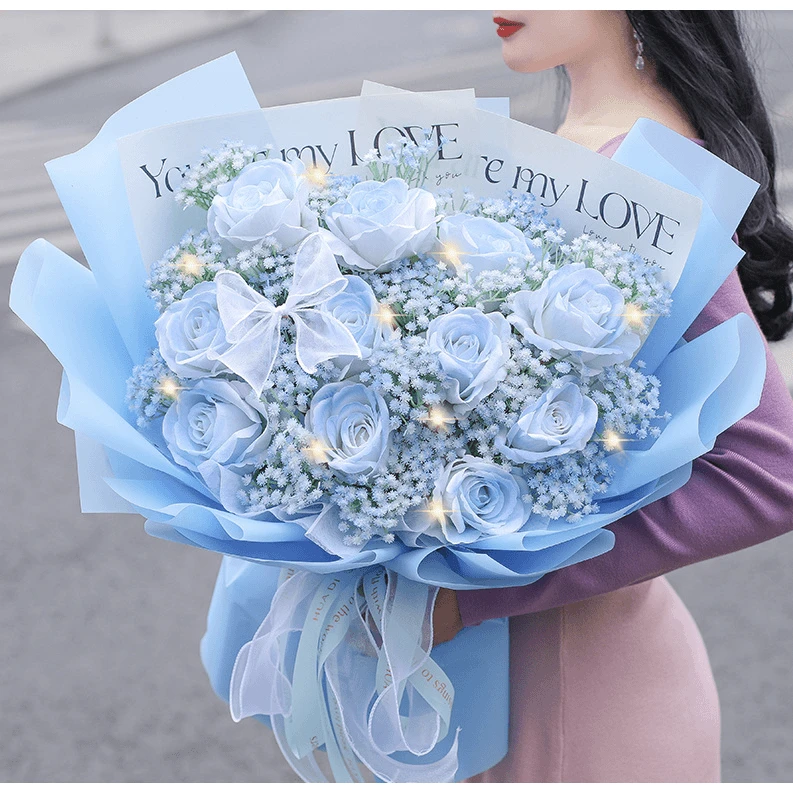 【送她星辰和大海】11枝碎冰蓝玫瑰花·女生礼物推荐·同城鲜花店安排