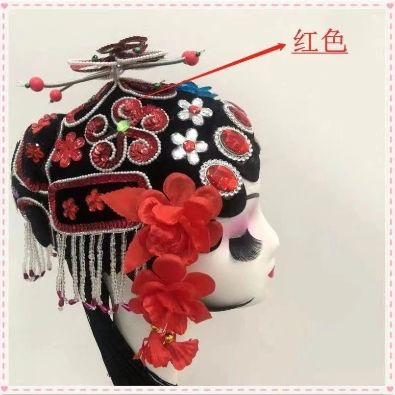 戏曲青衣花旦包头头饰戏剧鬓花全套头套辫子水鬓新款小旦衣头饰
