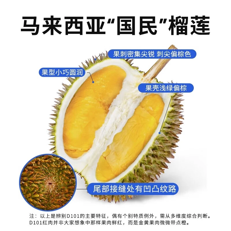 【AA果保5房肉】马来西亚红肉王D钻榴莲 D101液氮锁鲜 自然树熟 北京小时达