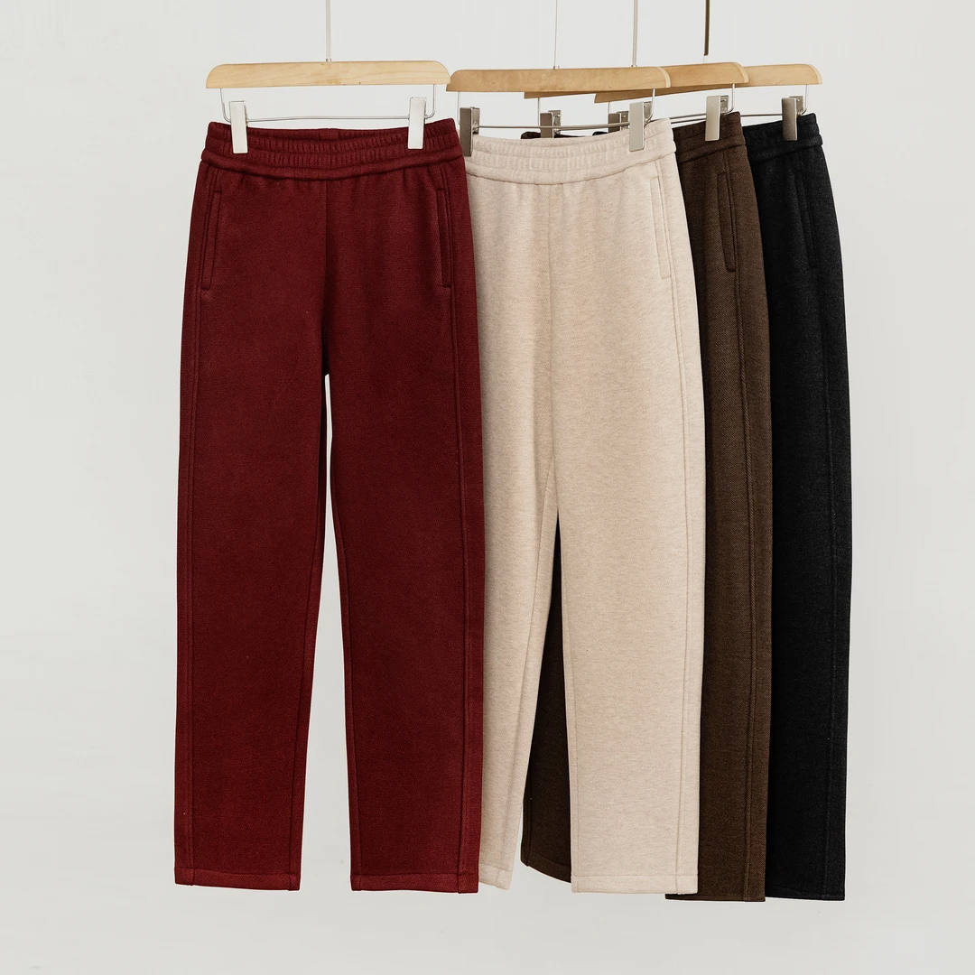 【澳洲生态羊毛】加绒新款休闲直筒裤垂感高腰深裆显瘦遮肉宽松时尚