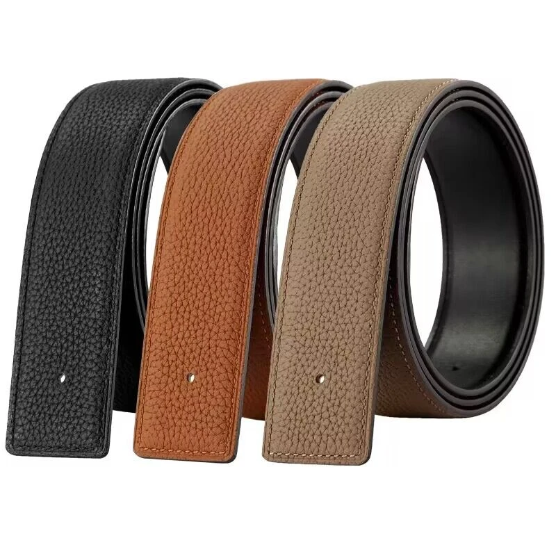 A级男士真皮皮带3.8宽双面头层牛皮带身时尚腰带本色线不含皮带头
