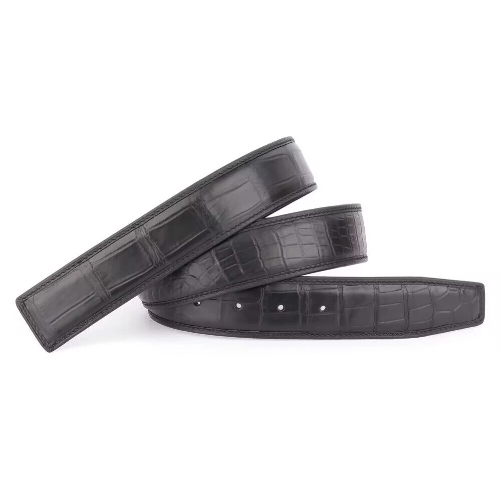 A级尼罗鳄正肚皮带男士雾面潮流时尚3.8蜡线中青年整条无拼接腰带