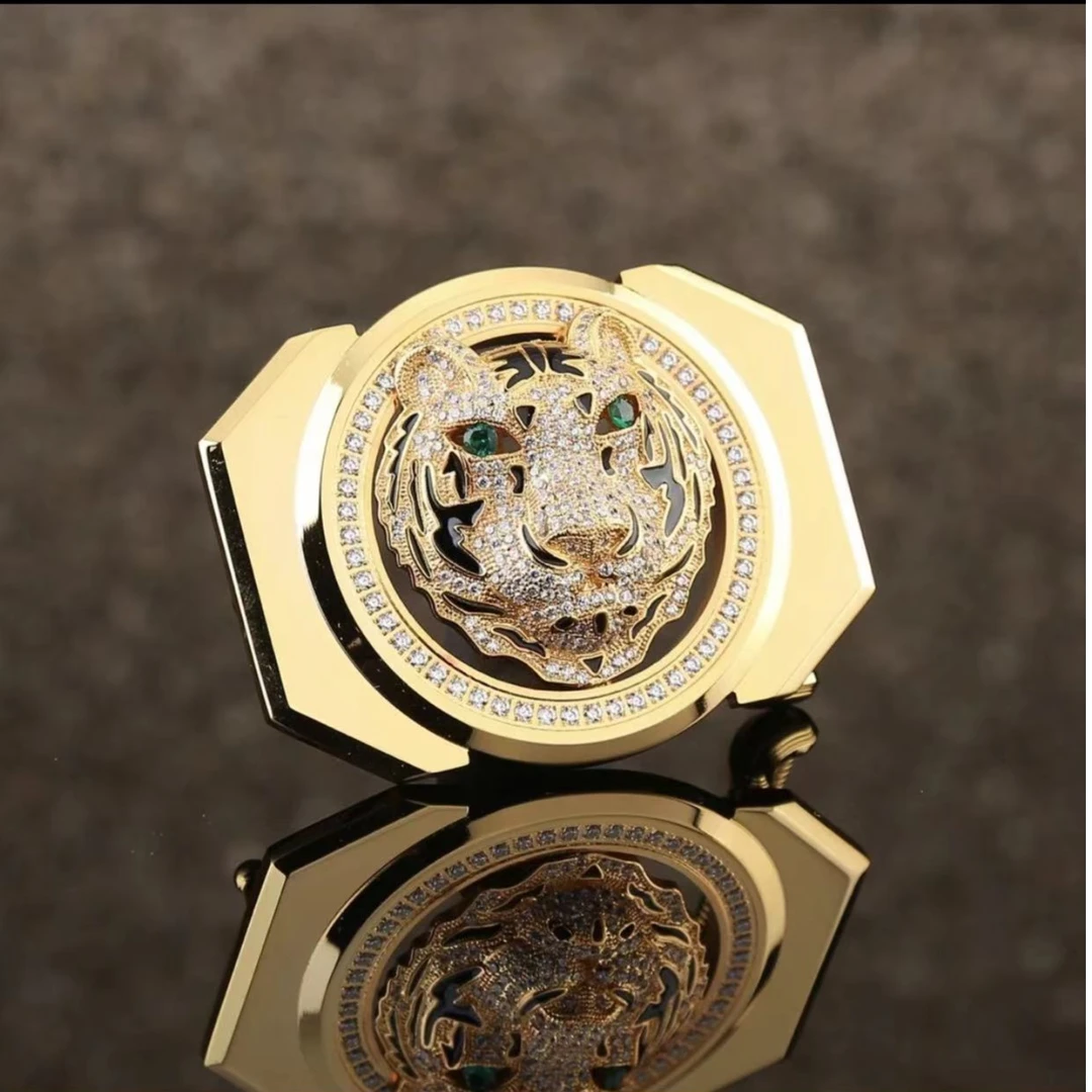 新款时尚皮带扣纯铜镶钻鹰扣头内穿百搭平滑扣头男士网红腰带扣头