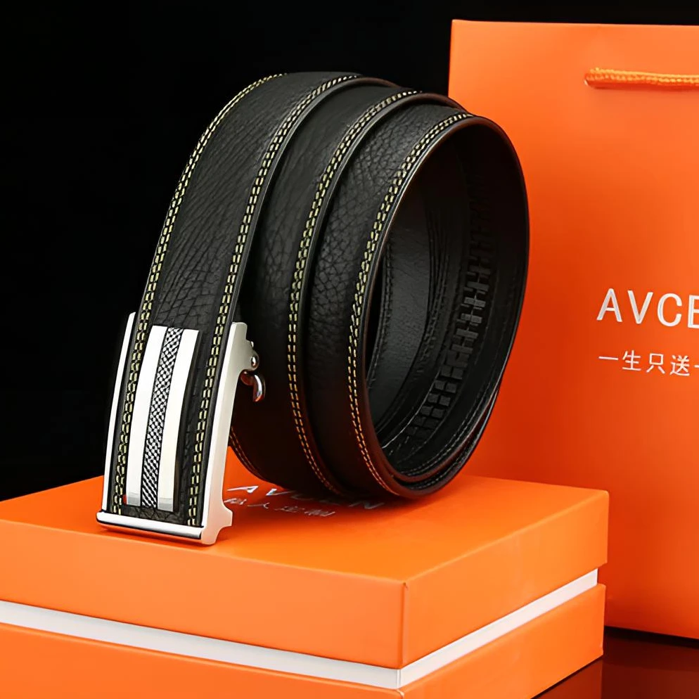 【钨钢扣】男士真牛皮皮带商务潮流男款腰带时尚休闲内穿自动扣裤带