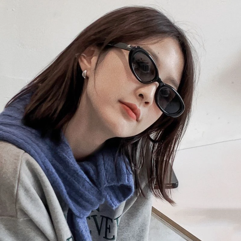 jennie同款小框椭圆gm墨镜女2023新款网红太阳眼镜高级感小脸圆脸