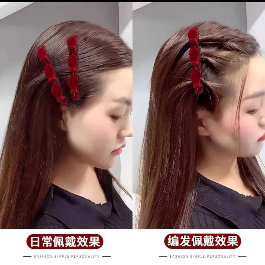 非金属布艺发饰 【拍一发三】百搭植绒固定碎发夹鸭嘴夹气质发夹ins