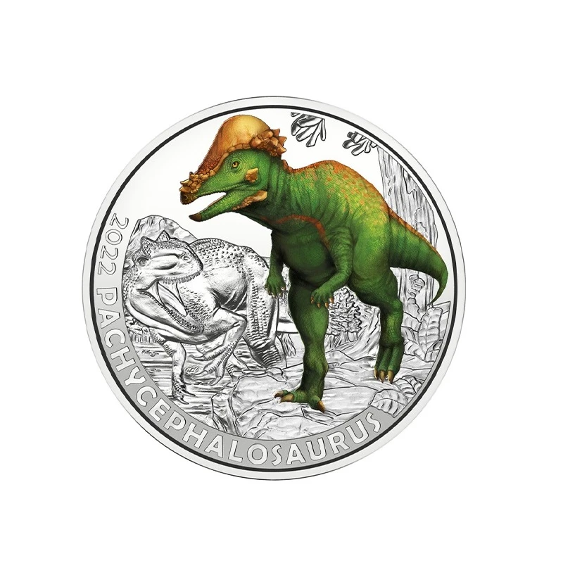 法定货币2022超级夜光恐龙纪念币怀俄明肿头龙彩色币