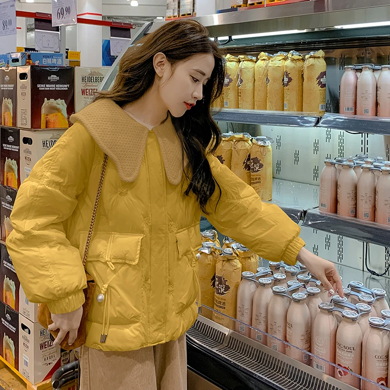 白鸭绒小个子短款轻薄羽绒服女秋冬季韩系温柔减龄娃娃领保暖外套