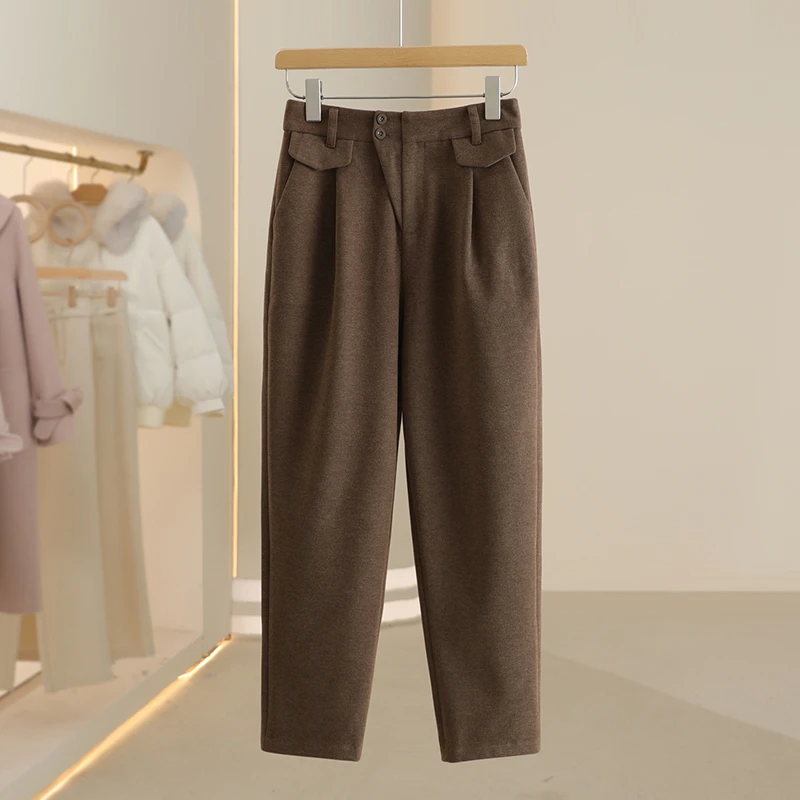 【苏】设计感复古高腰时尚休闲长裤2024冬季新款品牌女装折扣