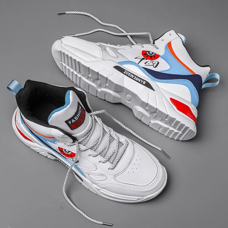 2023秋冬季学生休闲百搭男鞋中国风国潮老爹鞋ins软底高帮潮鞋