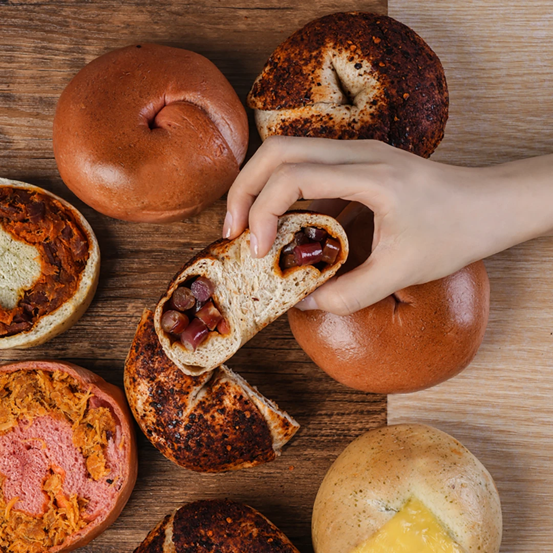 新品钜惠 肉肉贝果套装  番茄肉松/川香腊肠/花椒猪肉脯