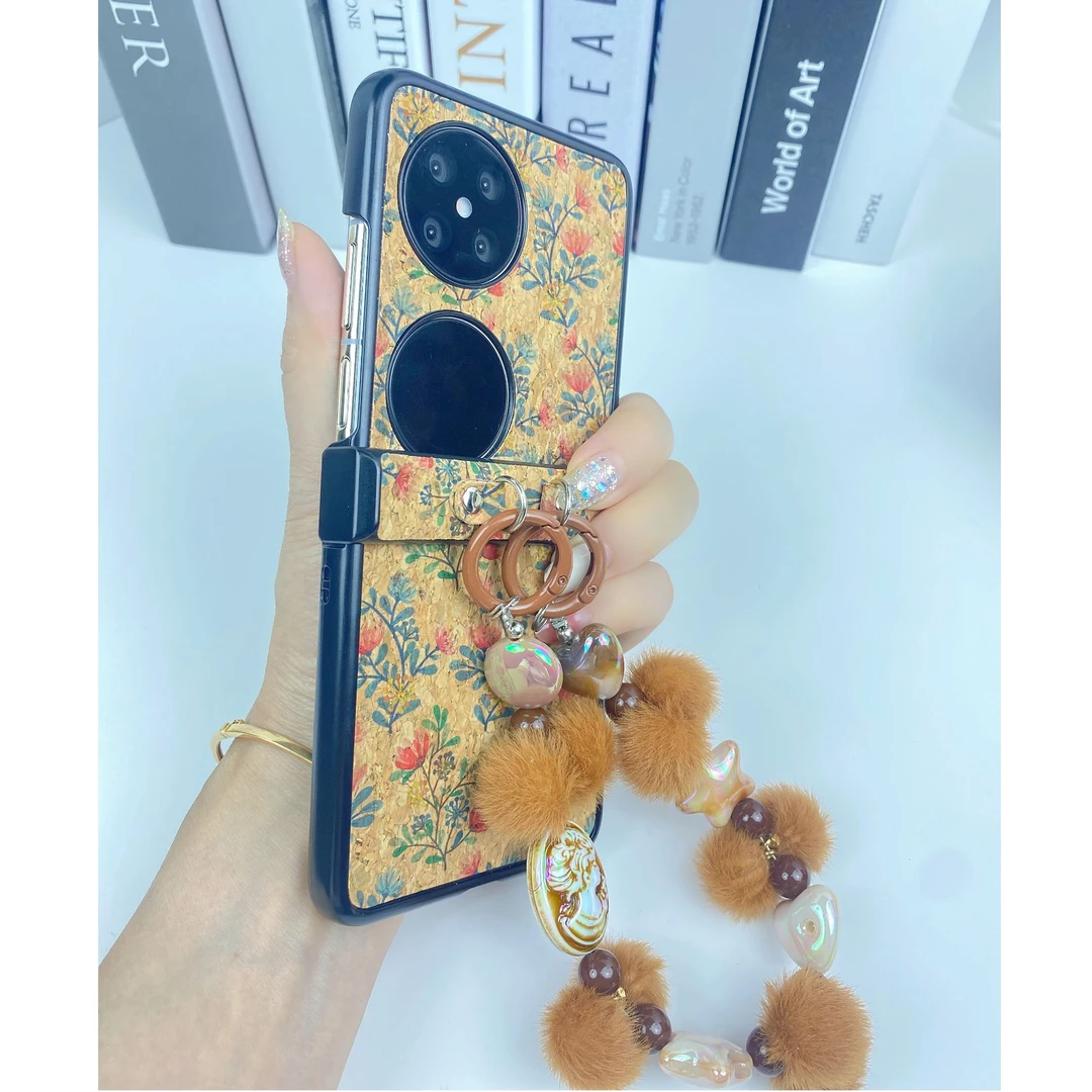 适用华为pocket2手机壳秋冬新款p50pockets小米mixflip复古小红花