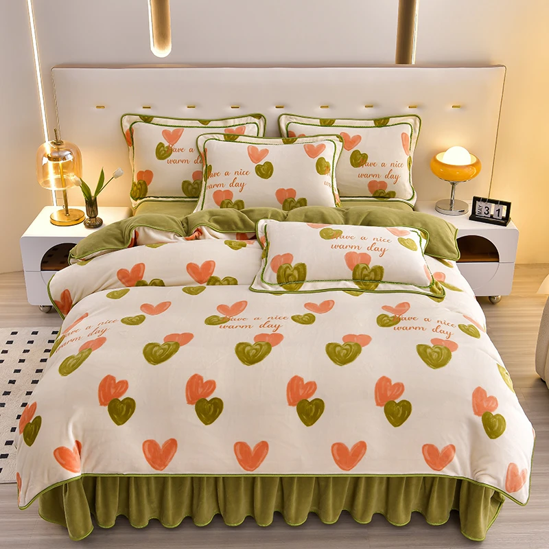 【三件套】爆款秋冬牛奶绒加厚保暖被套床品套件无静电床裙双面绒