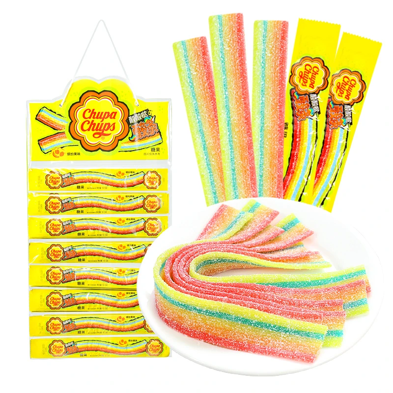 珍宝珠酸条软糖长条彩虹糖五彩酸酸甜甜儿童万圣节糖果解馋小零食