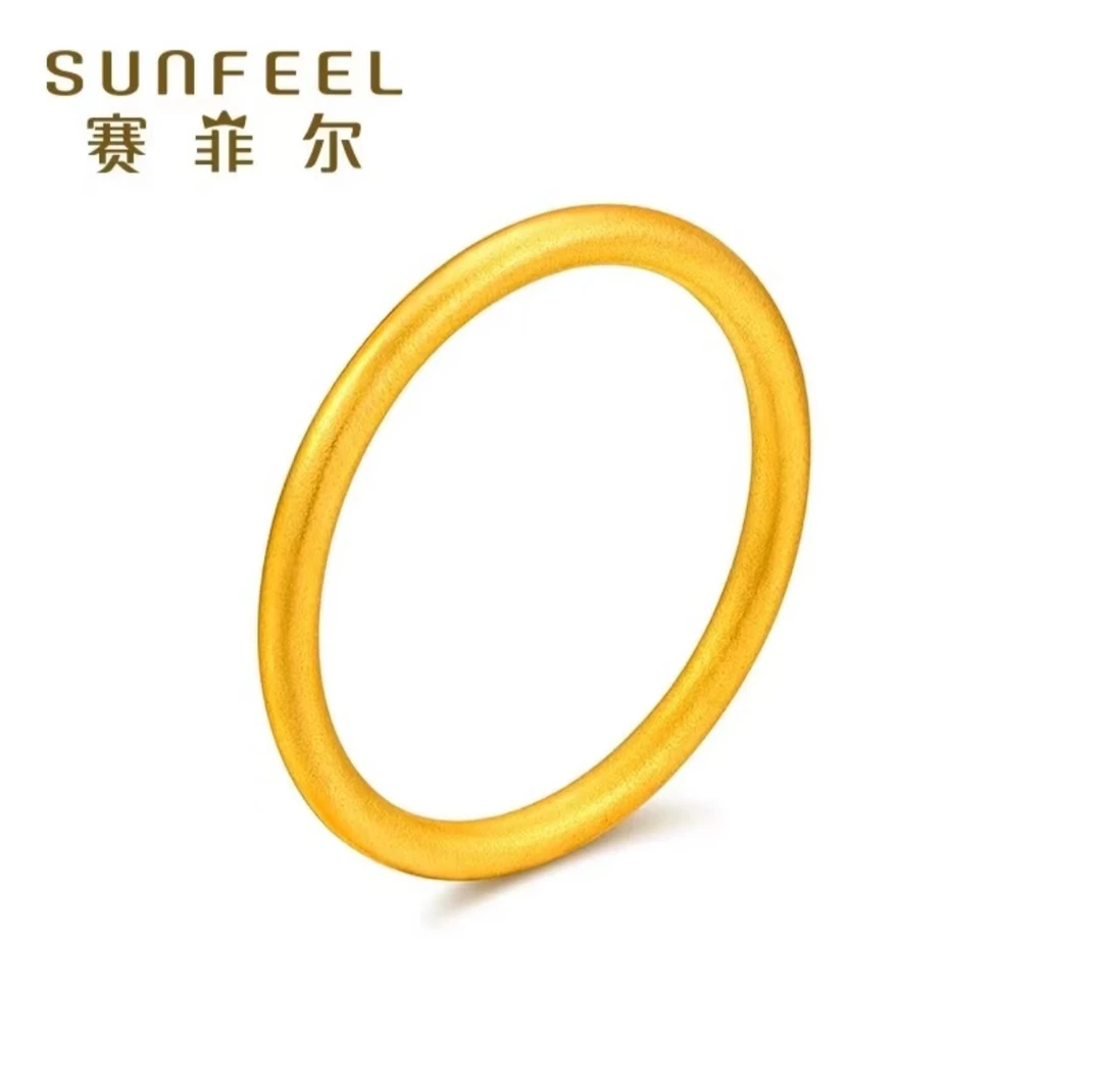 SUNFEEL/赛菲尔万足®足金黄金戒指素圈古法实心戒指