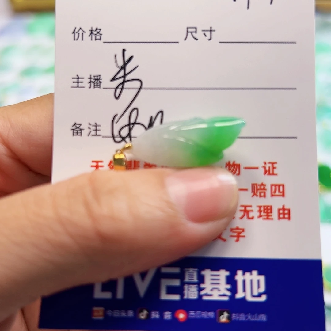 翡翠颈饰18K金镶嵌芹*翡翠