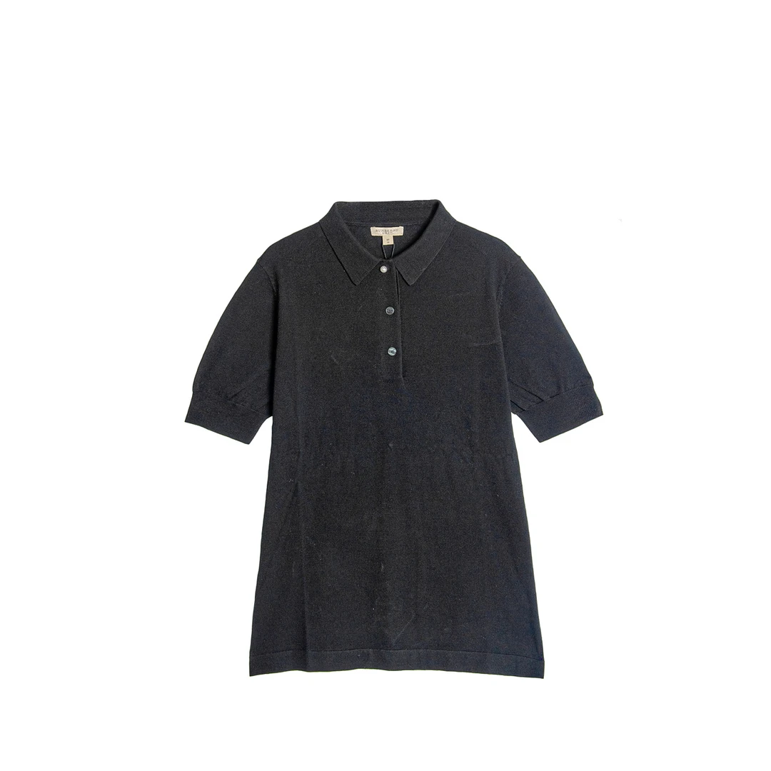未使用 BURBERRY/博柏利 针织黑色经典翻领POLO羊毛衫 B0710