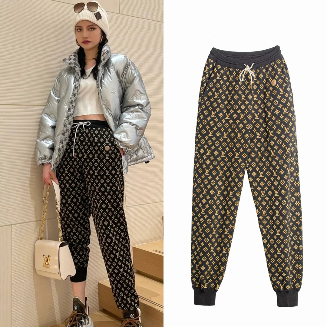 全新未使用 LouisVuitton/路易威登 高腰显瘦宽松满印休闲裤 1901