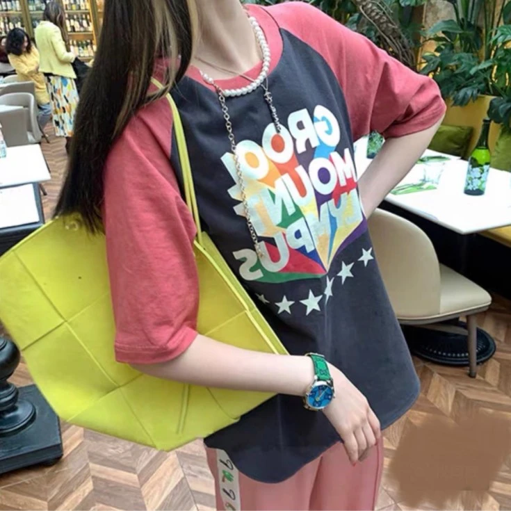 全新未使用 GUCCI/古驰 宽松T恤logo印花字母五角星女款黑色 2802