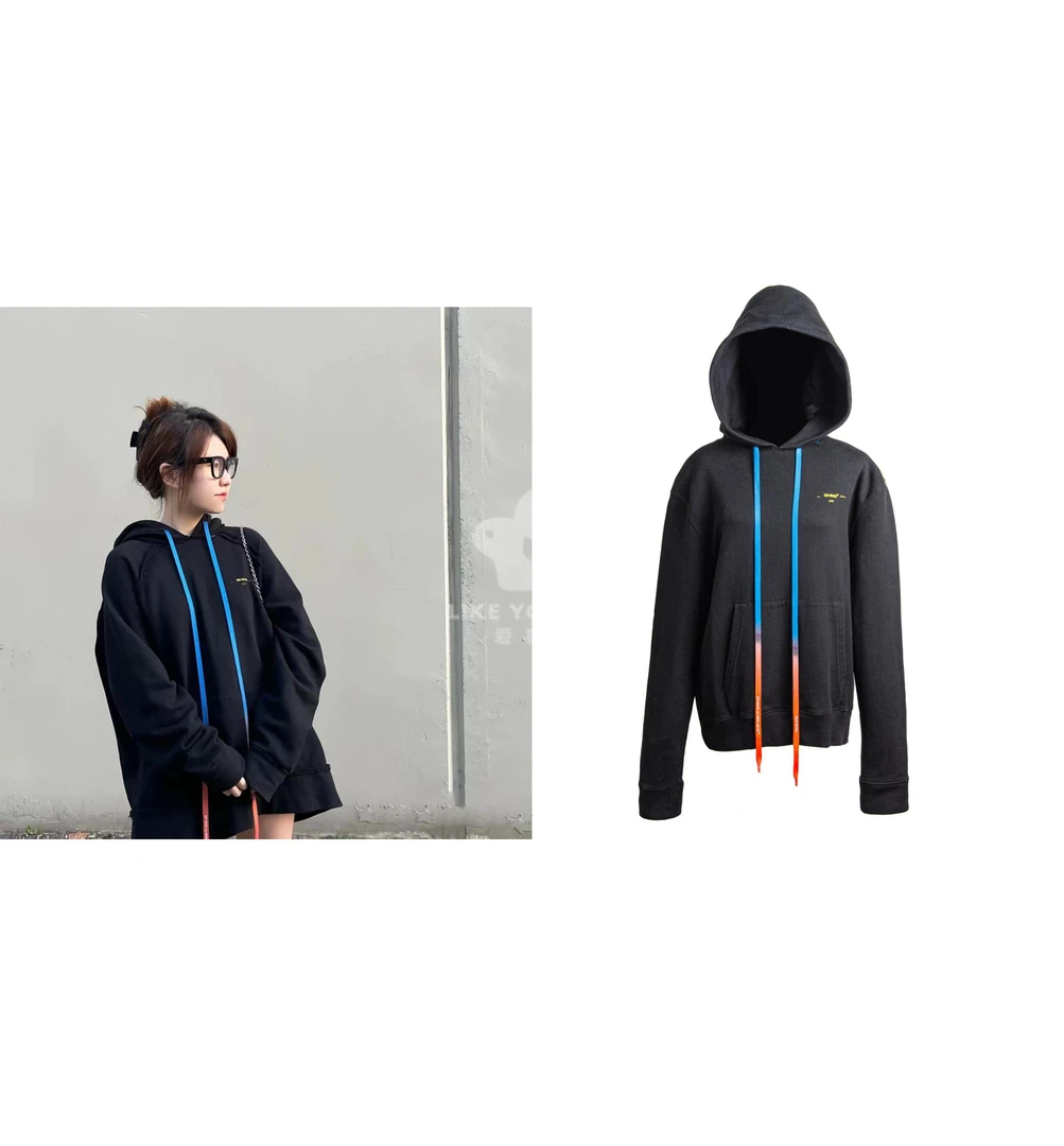 95新 OFF-WHITE 黑色套头连帽卫衣 m码肩宽51胸围102衣长67 W3106