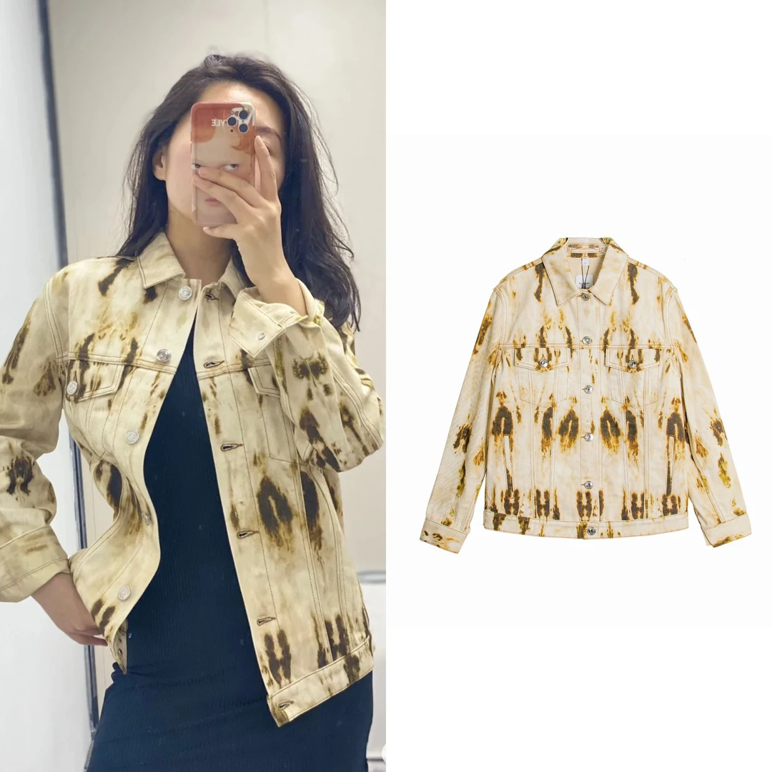 全新未使用 BURBERRY/博柏利 气质复古扎染百搭牛仔外套 码6 1303