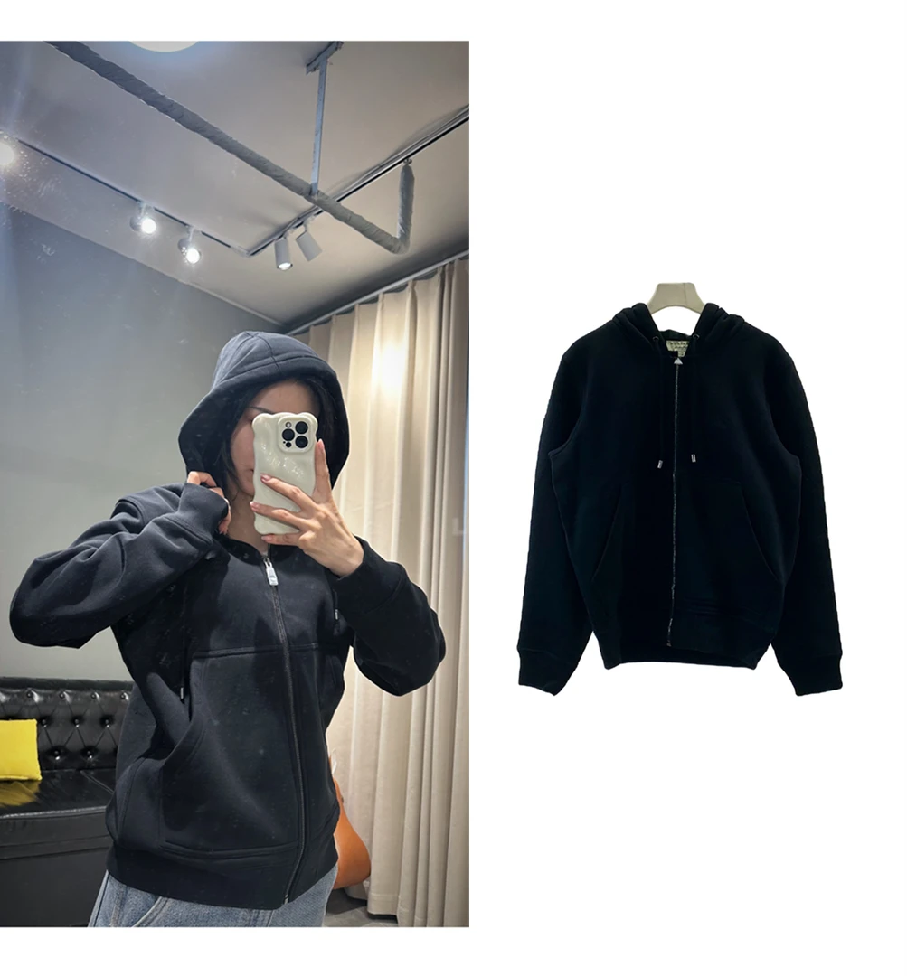 99新 BURBERRY/博柏利 运动卫衣外套黑色连帽纯色时尚春季 B0411