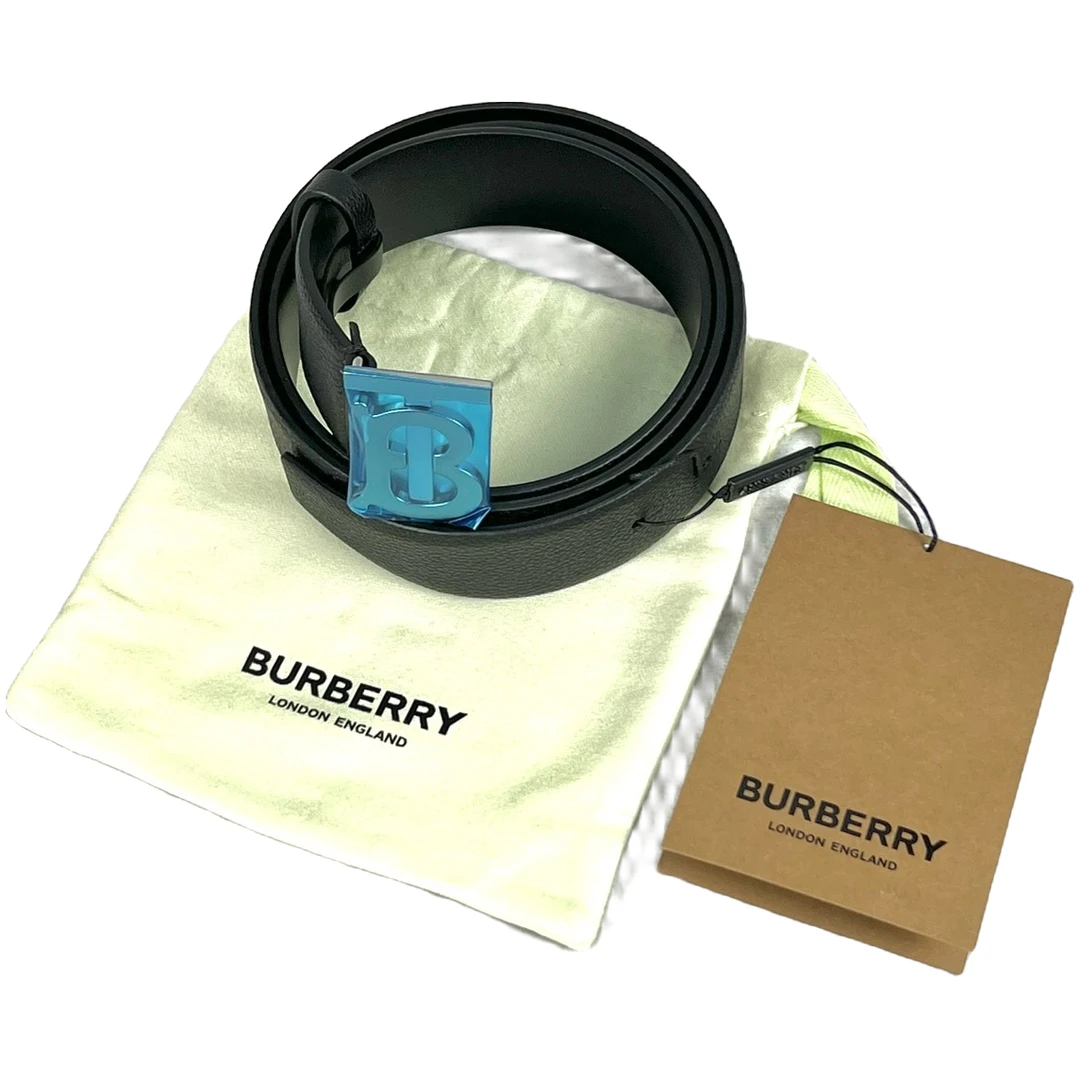 全新未使用 BURBERRY/博柏利 经典TB黑色牛皮腰带 115*4cm B3108