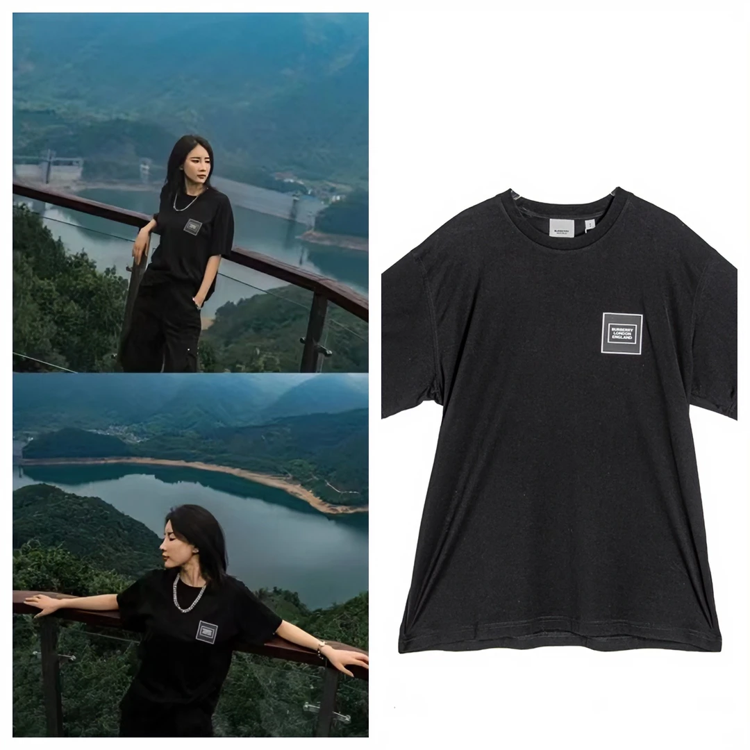 99新 BURBERRY/博柏利 短袖黑色宽松T恤百搭经典纯棉半袖 0323