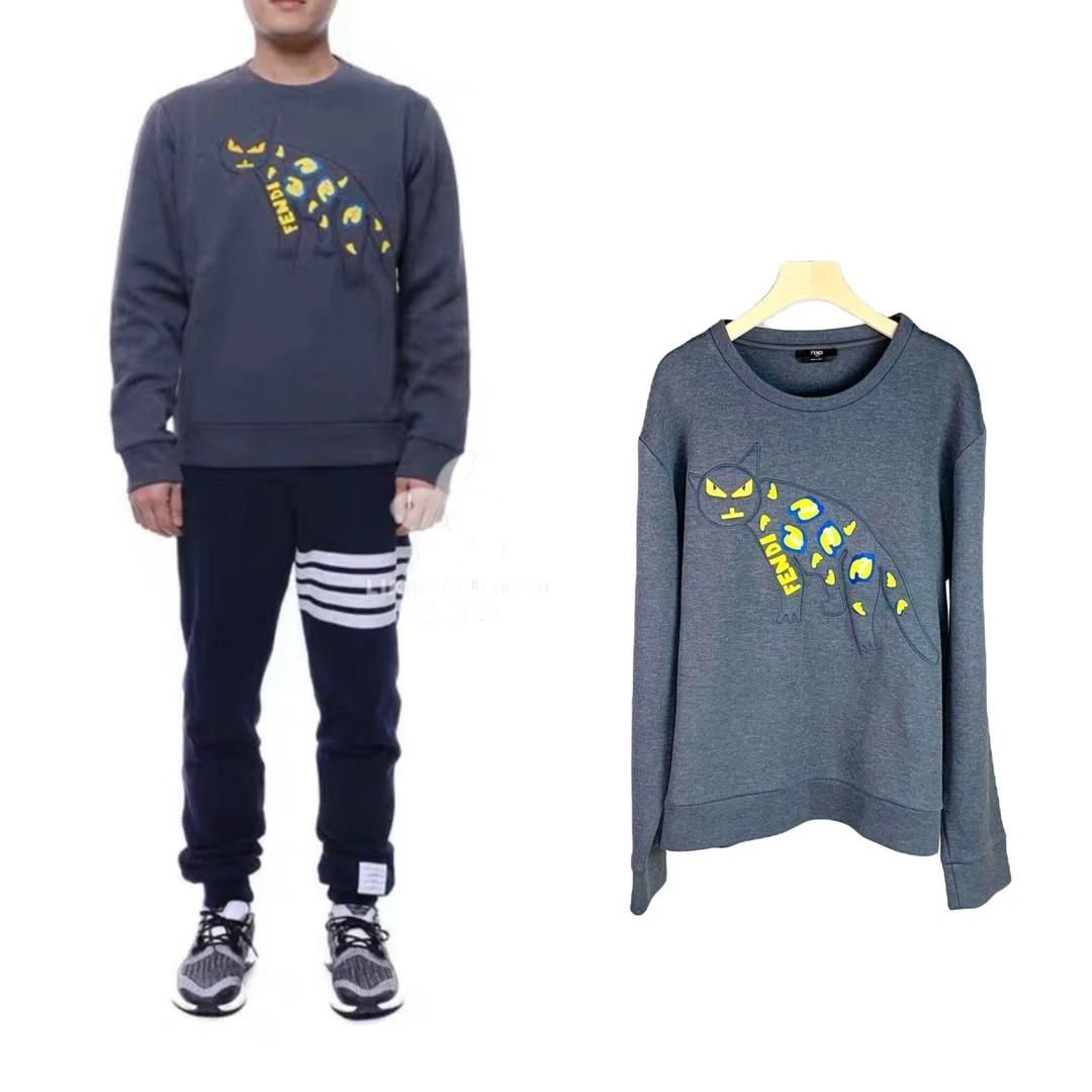 95新 FENDI/芬迪 男士动物装饰长袖时尚百搭休闲卫衣 尺码52 1607