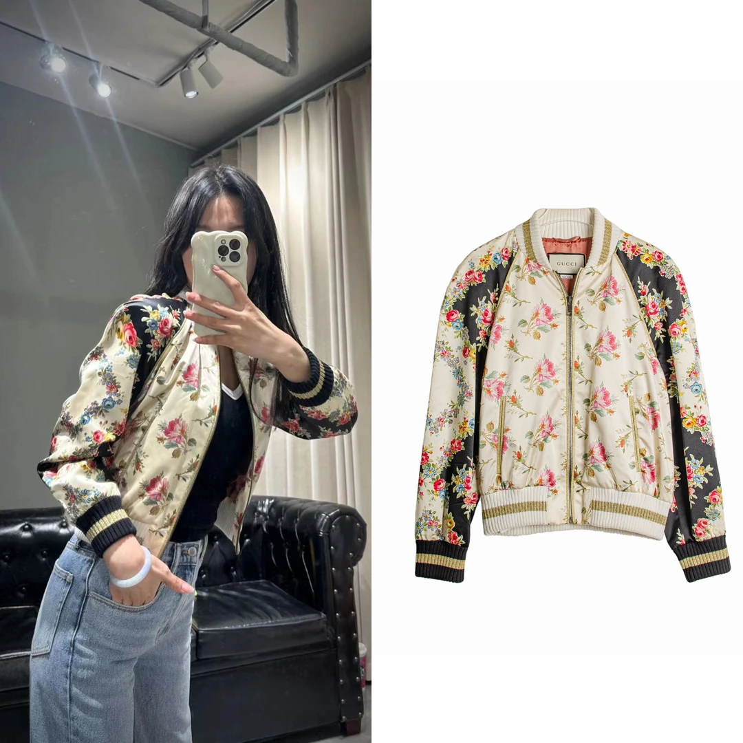 未使用 GUCCI/古驰 休闲时尚印花复古春季潮流夹克40码 G0901