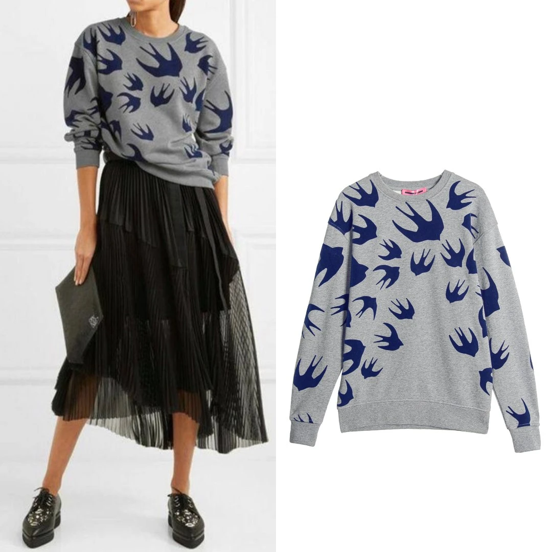 未使用 Alexander McQueen/亚历山大·麦昆 宽松圆领燕子卫衣A2501