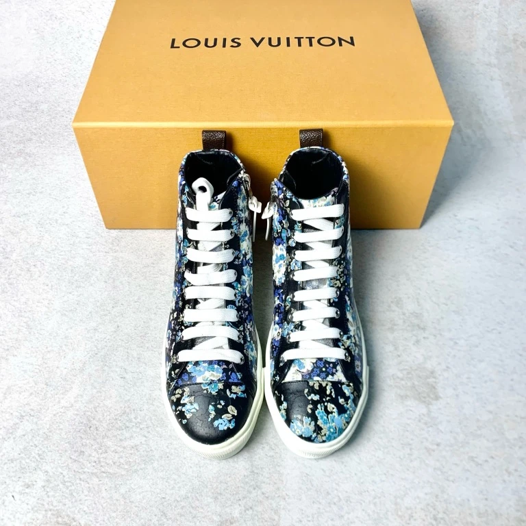 全新未使用 LouisVuitton/路易威登 皮革印花高帮板鞋36.5码 1801