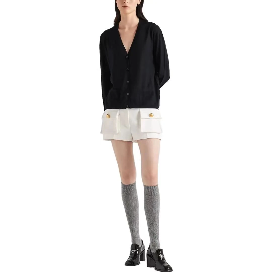 全新未使用 Prada/普拉达 开衫针织藏蓝色羊绒百搭38码 2717 女装