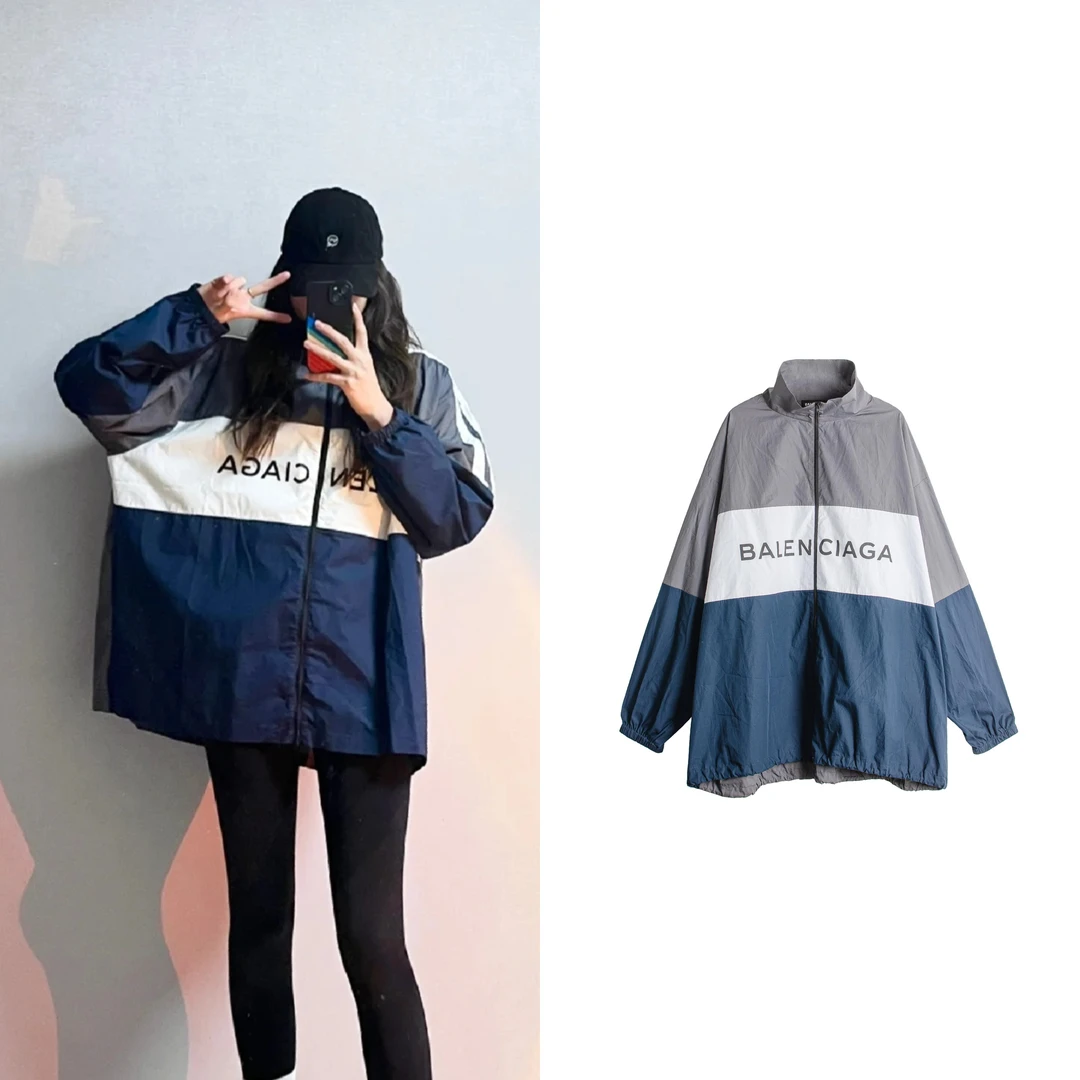 全新未使用 Balenciaga/巴黎世家 撞色字母拼接拉链夹克外套 0812