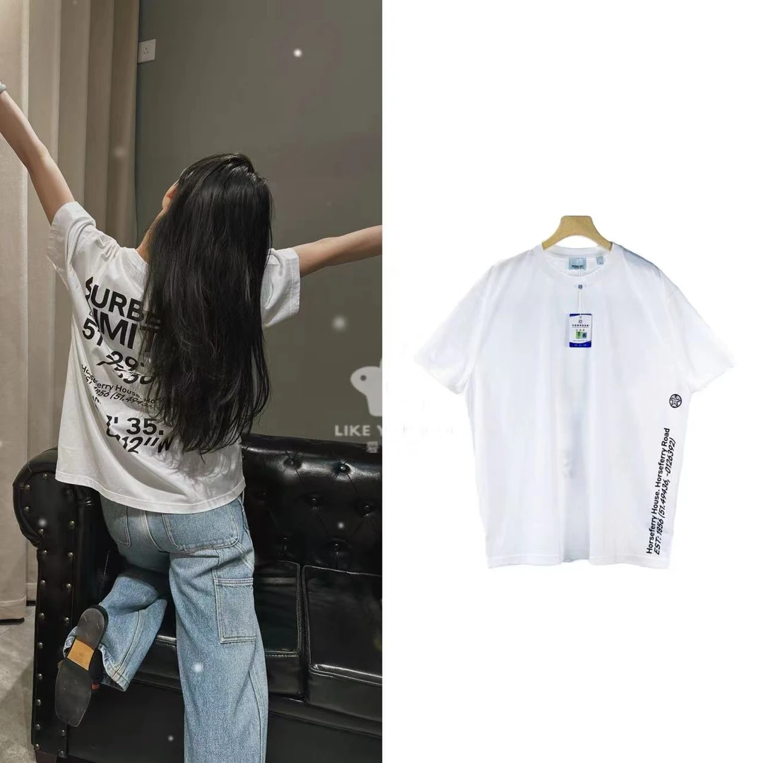 99新 BURBERRY/博柏利 时尚休闲百搭夏季白色ins宽松T恤MB0325