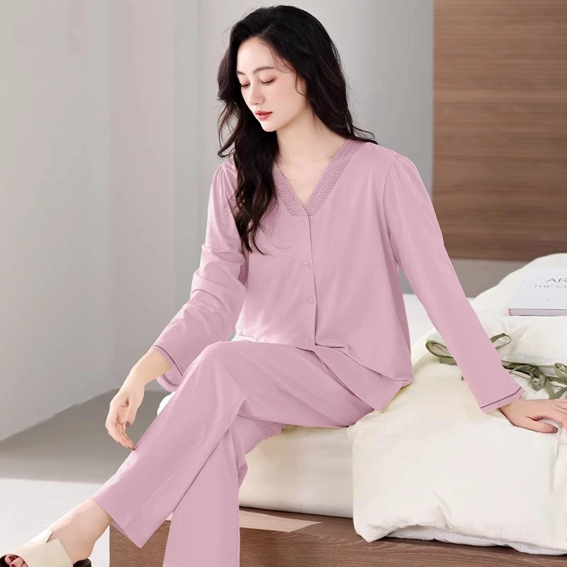 睡衣女款爆款2025新款出门款春秋长袖纯棉外出洋气女士套装家居服