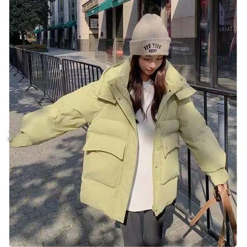 2024年冬季中长款棉服短款大口袋连帽加厚保暖宽松韩版休闲百搭