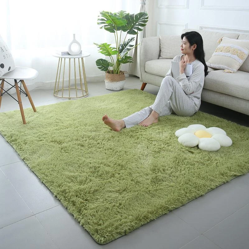 加厚丝毛冬季客厅卧室飘窗休闲可爱少女床边房间满铺方块地毯地垫