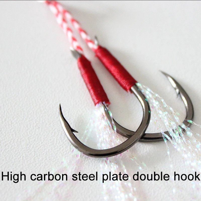 高碳钢绑毛铁板双钩奥金双钩带刺钩船钓鱼钩渔具垂钓用品工厂