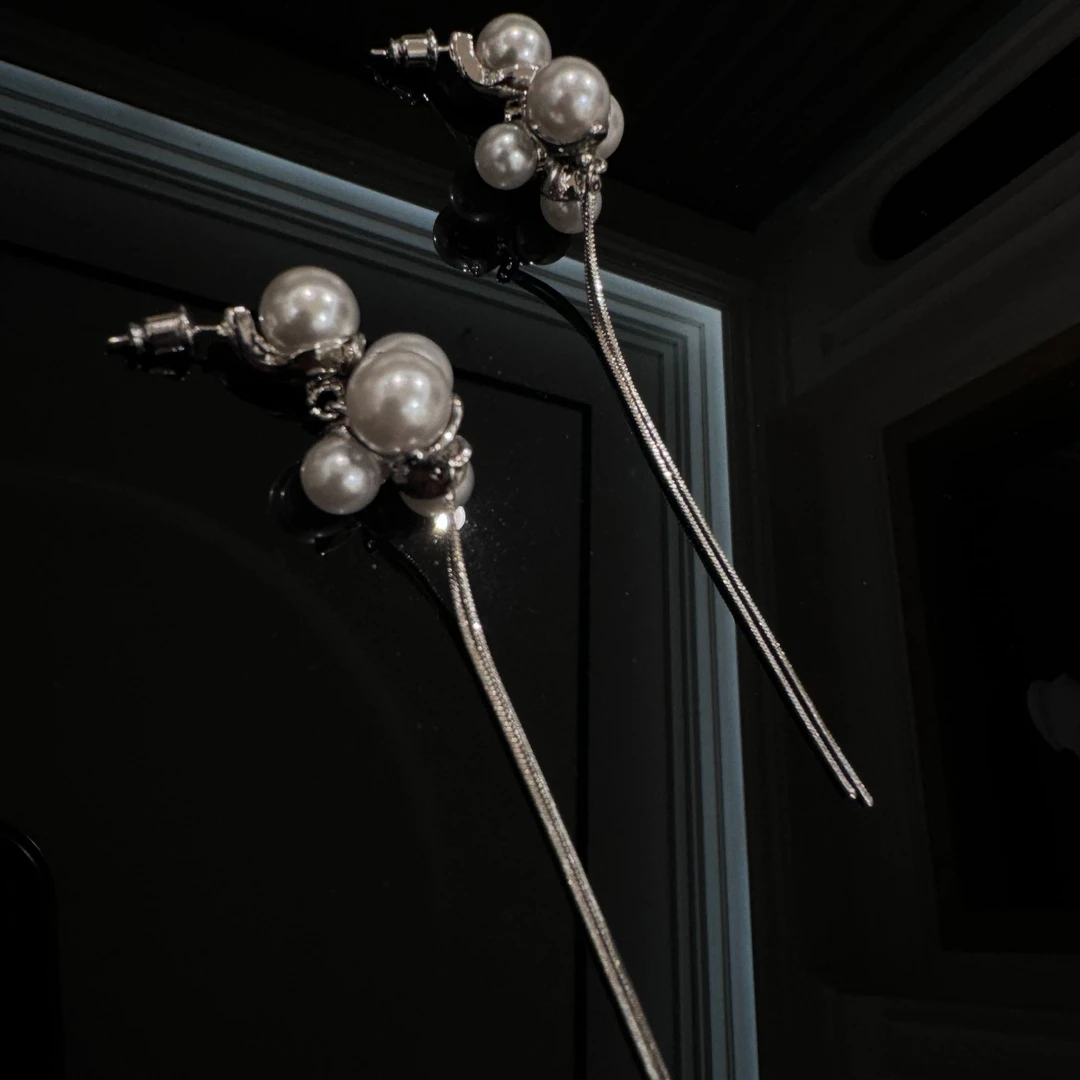 铜合金耳饰 【Guan.R观耳】925银 珍珠长款耳环  柚子同款