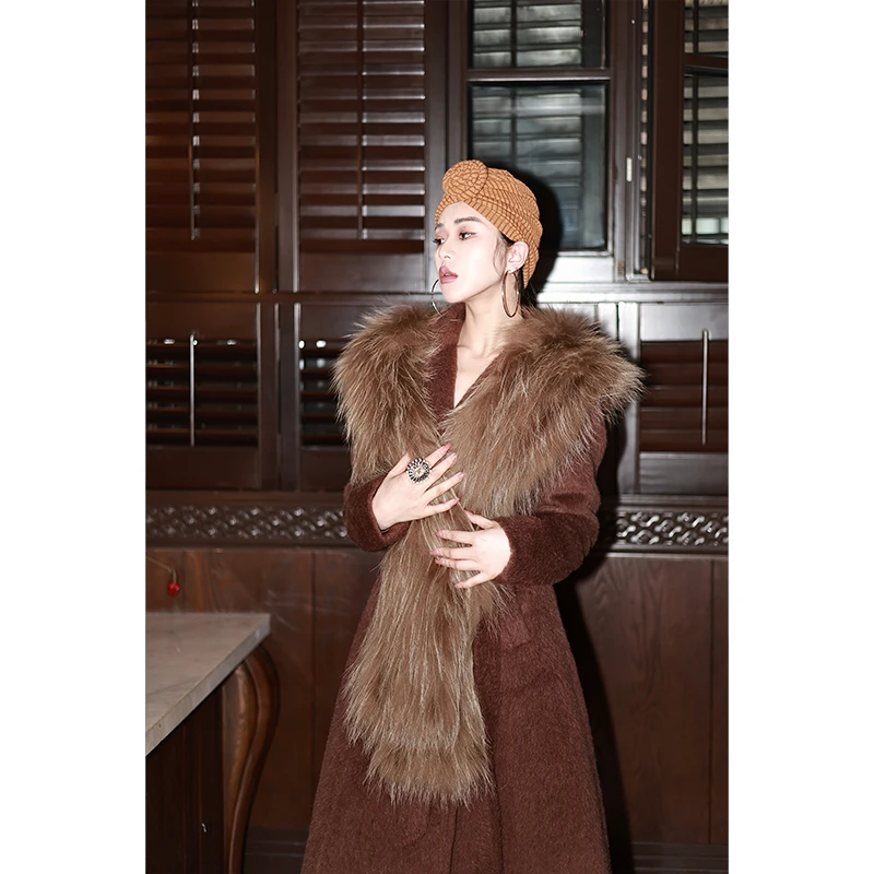 【Guan.R观耳】[随意造型]  就是贵气！手工编织 天然貉子毛领围巾