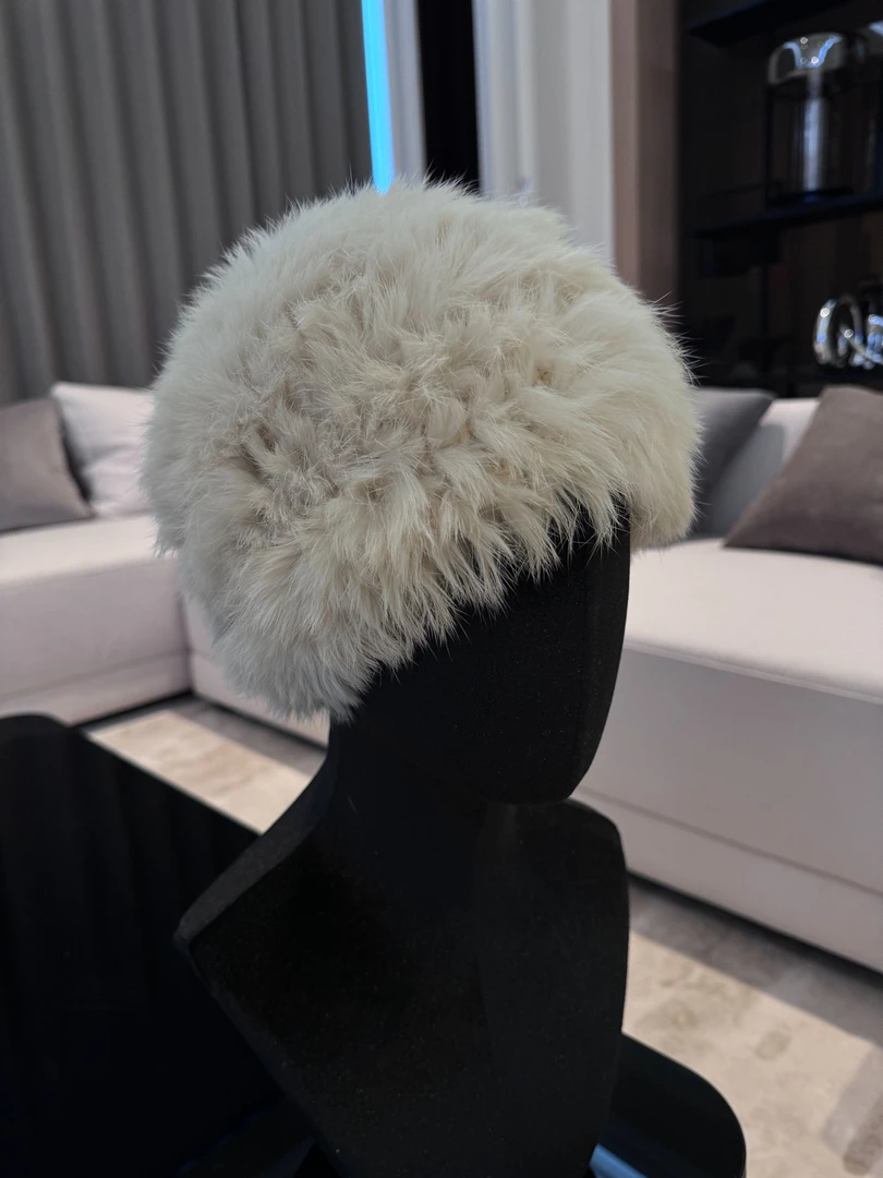 【Guan.R观耳】纯手工编织 蓬松 真兔毛帽 防寒 百搭 有弹力