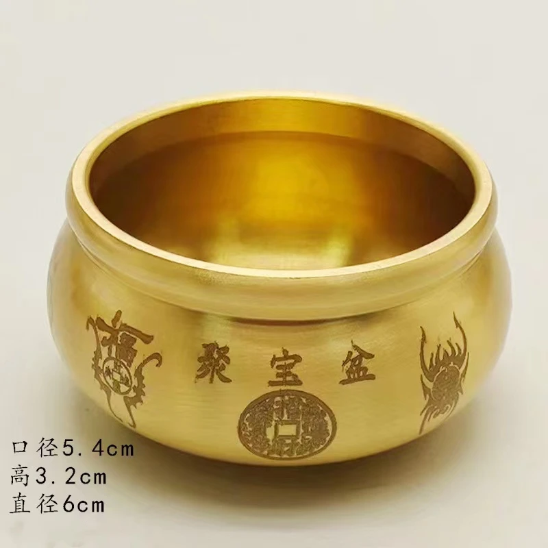 黄铜五路財爷爷聚宝盆招米办公店铺居家摆件创意家用中式饰品
