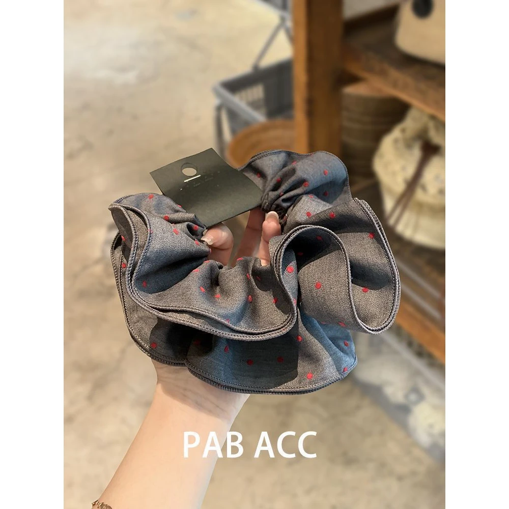 可爱甜美学院风双层红色波点肥肠圈韩国俏皮显发量弹力皮筋发圈女