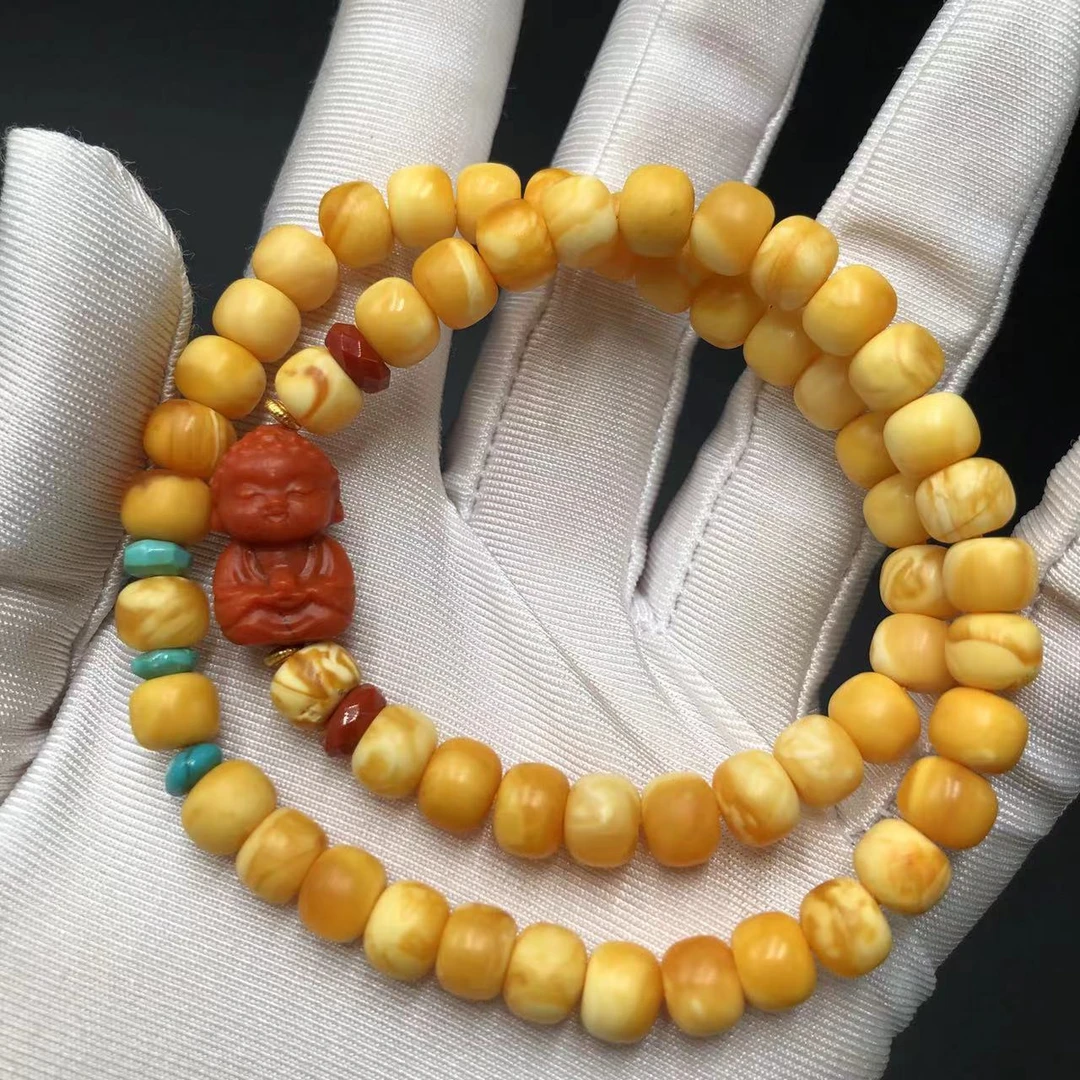 【亿轩珠宝】ZX022801花蜡双圈手串diy南红&绿松7mm+